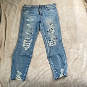 America Eagle Women’s Jean Jeggings High Rise Ripped size 14 regular